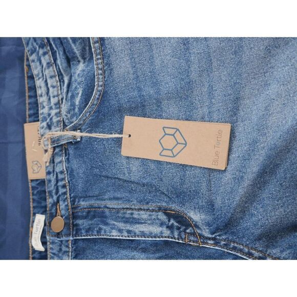 Blue Turtle Shockwave Distressed Mom Jeans Mid Rise Straight 4X - Picture 7 of 12